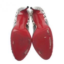 مملوكة مسبقًا Christian Louboutin Black and White Watersnake Fifi Pumps Size 40.5