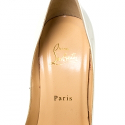 مملوكة مسبقًا Christian Louboutin White Patent Leather New Very Prive Peep Toe Pumps Size 39
