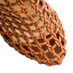 Pre Owned Christian Louboutin Beige Woven 'Coussin 140mm' Platform Ankle Booties Size 37