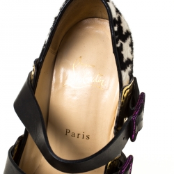 Pre Owned Christian Louboutin Multicolor Calfhair and Leather Bikini Peep Toe Pumps Size 38