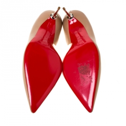 Pre Owned Christian Louboutin Beige Leather D'Orsay Metal Heel Pumps Size 40