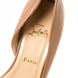 Pre Owned Christian Louboutin Beige Leather D'Orsay Metal Heel Pumps Size 40