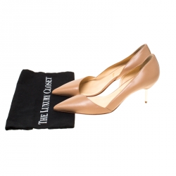 Pre Owned Christian Louboutin Beige Leather D'Orsay Metal Heel Pumps Size 40