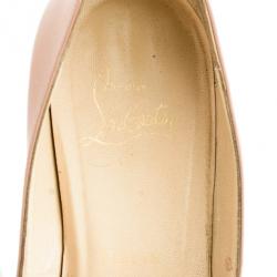 Pre Owned Christian Louboutin Nude Patent No Matter Peep Toe Pumps Size 37