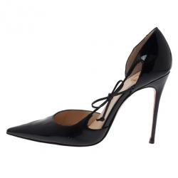 مملوكة مسبقًا Christian Louboutin Black Patent Leather Pointed Toe D’orsay Pumps Size 40