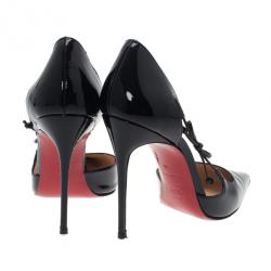 مملوكة مسبقًا Christian Louboutin Black Patent Leather Pointed Toe D’orsay Pumps Size 40