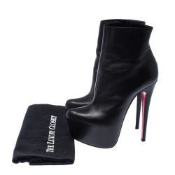 Christian Louboutin Black Leather Daffodile Platform Ankle Boots Size 36.5