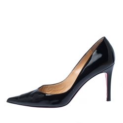 Pre Owned Christian Louboutin Black Patent Leather Pigalle Pointed Toe Pumps Size 37