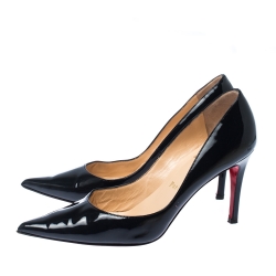 Pre Owned Christian Louboutin Black Patent Leather Pigalle Pointed Toe Pumps Size 37