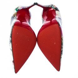 مملوكة مسبقًا Christian Louboutin Multicolore Printed Patent Leather Pointed Toe So Kate Pumps Size 37