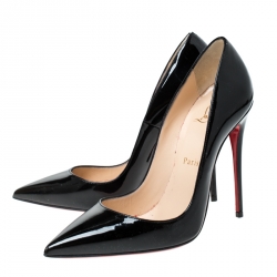 Pre Owned Christian Louboutin Black Patent Leather So kate Pointed Toe Pumps Size 36.5