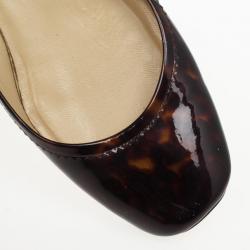 مملوكة مسبقًا Christian Louboutin Tortoise Shell Patent Square Toe Ballet Flats Size 40