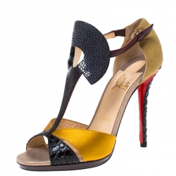مملوكة مسبقًا Christian Louboutin Python and Stingray Aztec Sandals Size 38