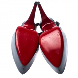 Pre Owned صندل كريستيان لوبوتان دافسلينغ فتحة كعب نعل سميك جلد أسود مقاس 40.5