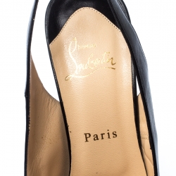 Pre Owned صندل كريستيان لوبوتان دافسلينغ فتحة كعب نعل سميك جلد أسود مقاس 40.5