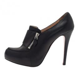 Pre Owned Christian Louboutin Black Leather Lapano Loafer Ankle Booties Size 39