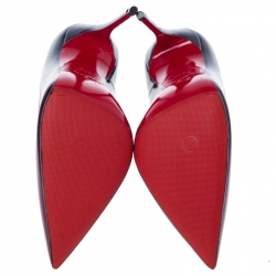 Pre Owned حذاء كعب عالي كريستيان لوبوتان بيغال فوليز مقدمة مدببة جلد اومبري لامع أسود و أحمر مقاس 37.5