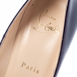 Pre Owned حذاء كعب عالي كريستيان لوبوتان بيغال فوليز مقدمة مدببة جلد اومبري لامع أسود و أحمر مقاس 37.5