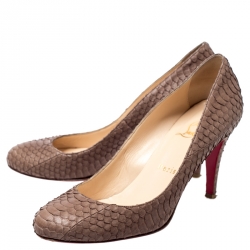 Pre Owned Christian Louboutin Brown Python Leather Pumps Size 37
