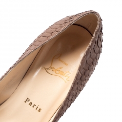 Pre Owned Christian Louboutin Brown Python Leather Pumps Size 37