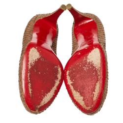 Pre Owned Christian Louboutin Brown Python Leather Pumps Size 37