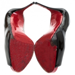 مملوكة مسبقًا Christian Louboutin Black Patent Leather New Very Prive Peep Toe Platform Size 38