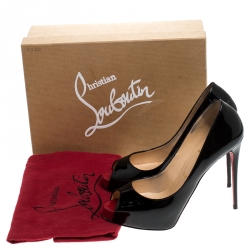 مملوكة مسبقًا Christian Louboutin Black Patent Leather New Very Prive Peep Toe Platform Size 38