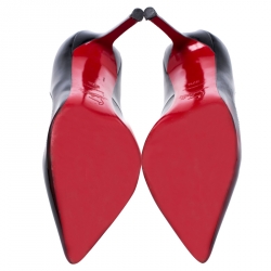 Pre Owned Christian Louboutin Black Patent Leather Pigalle Follies Pointed Toe Pumps Size 37.5