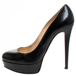 مملوكة مسبقًا حذاء كعب عالي كريستيان لوبوتان بيانكا نعل سميك جلد أسود مقاس 38.5