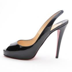 Pre Owned Christian Louboutin Black Patent N°Prive Slingback Sandals Size 40.5
