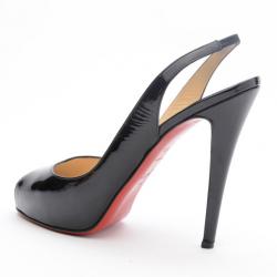 Pre Owned Christian Louboutin Black Patent N°Prive Slingback Sandals Size 40.5