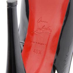 Pre Owned Christian Louboutin Black Patent N°Prive Slingback Sandals Size 40.5