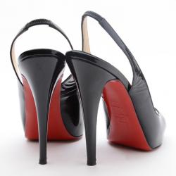 Pre Owned Christian Louboutin Black Patent N°Prive Slingback Sandals Size 40.5