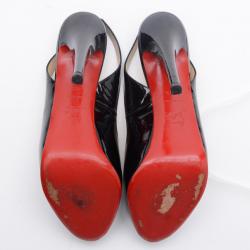 Pre Owned Christian Louboutin Black Patent N°Prive Slingback Sandals Size 40.5