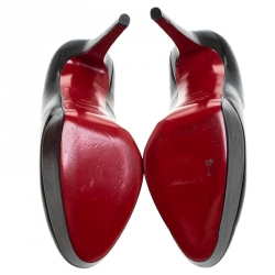 Pre Owned Christian Louboutin Black Leather Bianca Platform Pumps Size 39.5