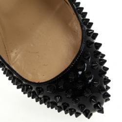 Pre Owned Christian Louboutin Black Patent Alti 160mm Spikes Platform Pumps Size 39.5
