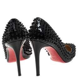 Pre Owned Christian Louboutin Black Patent Leather Pigalle Spikes Pumps Size 41