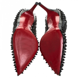 Pre Owned Christian Louboutin Black Patent Leather Pigalle Spikes Pumps Size 41