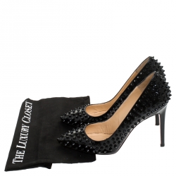 Pre Owned Christian Louboutin Black Patent Leather Pigalle Spikes Pumps Size 41