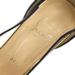 مملوكة مسبقًا Christian Louboutin Loubi Zeppa Crisscross Wedges Sandals Size 39.5