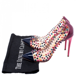 Pre Owned Christian Louboutin Multicolor Patent and PVC Spike Me Pumps Size 38