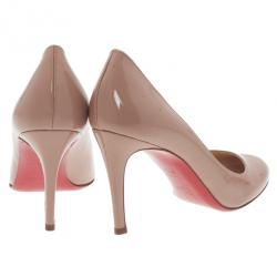 Pre Owned حذاء كريستيان لوبوتان سيمبل جلد لامع نود مقاس 37.5