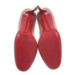 Pre Owned حذاء كريستيان لوبوتان سيمبل جلد لامع نود مقاس 37.5