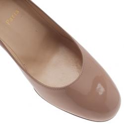 Pre Owned حذاء كريستيان لوبوتان سيمبل جلد لامع نود مقاس 37.5