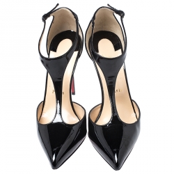 Pre Owned حذء كعب عالي كريستيان لوبوتان جي سترينغ سير حرف T جلد بيج مقاس 36