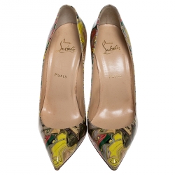Pre Owned Christian Louboutin Multicolor Marble Patent Leather So Kate Pointed Toe Pumps Size 39