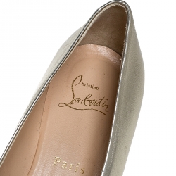 مملوكة مسبقًا حذاء اسبادريل كريستيان لوبوتان مرصع كارميل جلد ذهبي ميتاليك مقاس 38