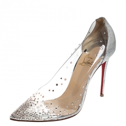 CHRISTIAN LOUBOUTIN DEGRASTRASS CINDERELLA PVC 100 PEEP TOE PUMPS