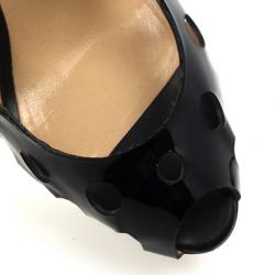 Pre Owned Christian Louboutin Black Patent Ginza 140mm Platform Slingback Sandals Size 41