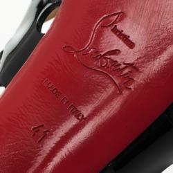 Pre Owned Christian Louboutin Black Patent Ginza 140mm Platform Slingback Sandals Size 41